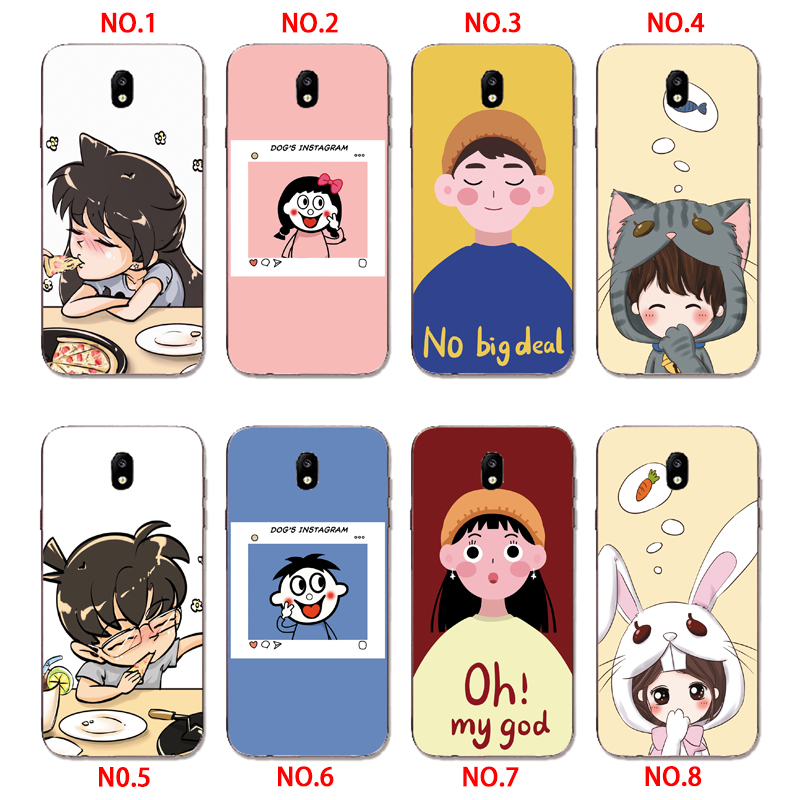 Samsung Galaxy J3 J5 J7 2017/J330 J530 J730/J2 Pro 2018 J7 J5 INS Cute Cartoon Detective Conan Soft Silicone TPU Phone Casing Lovely Cat Rabbit Case Back Cover Couple