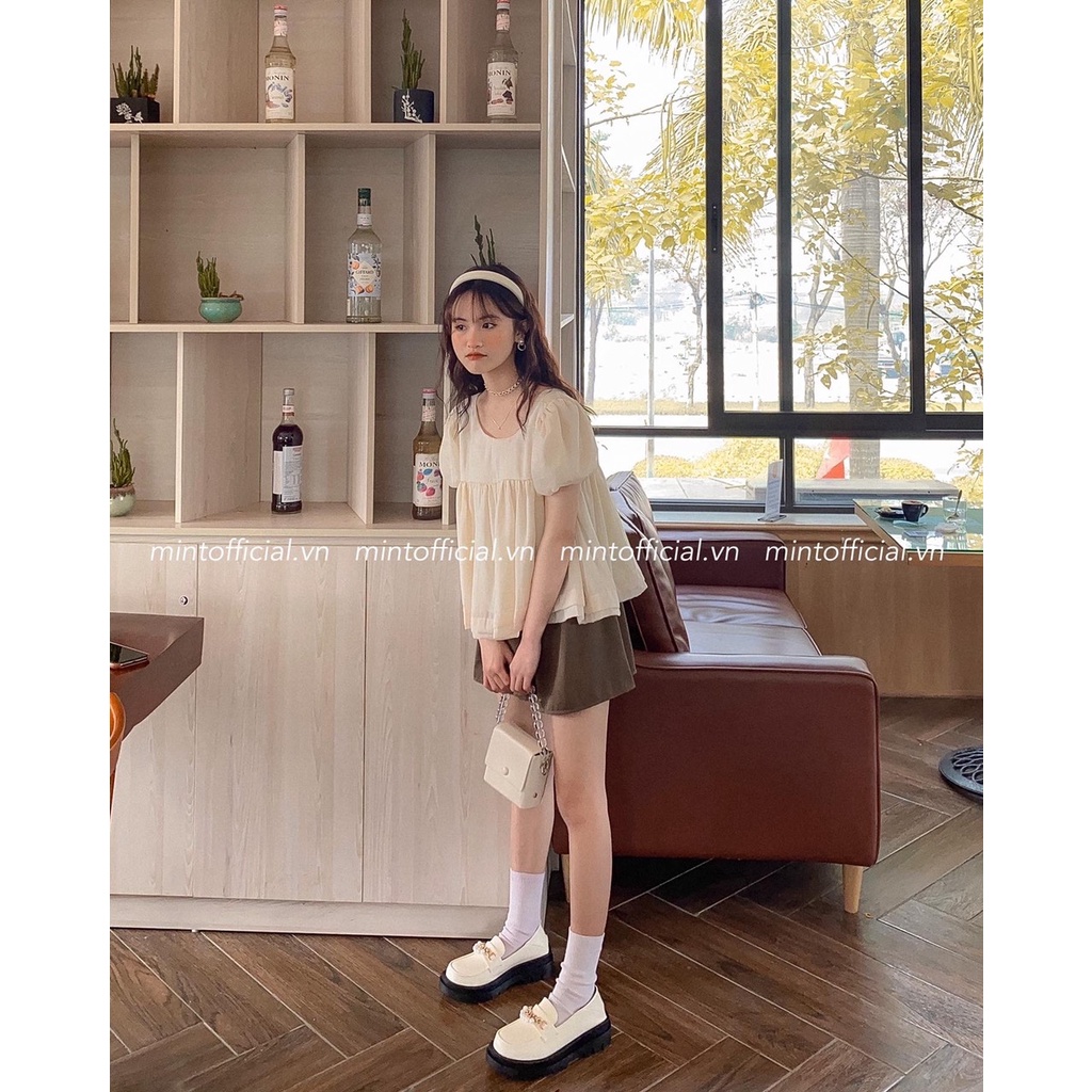 Set áo babydoll tơ nơ sau kèm quần