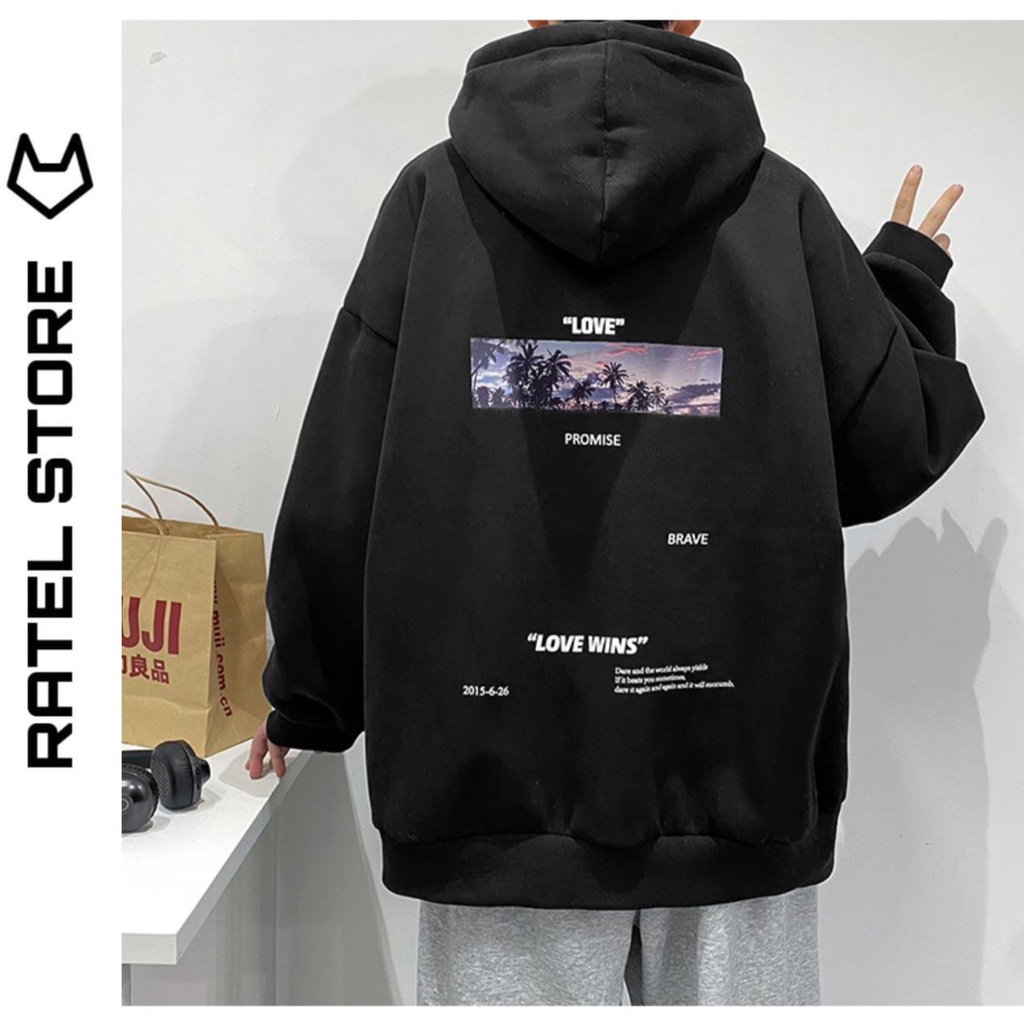 Áo Hoodie Local Brand Nỉ Bông Nam Nữ LOVE WIN Unisex Form Rộng