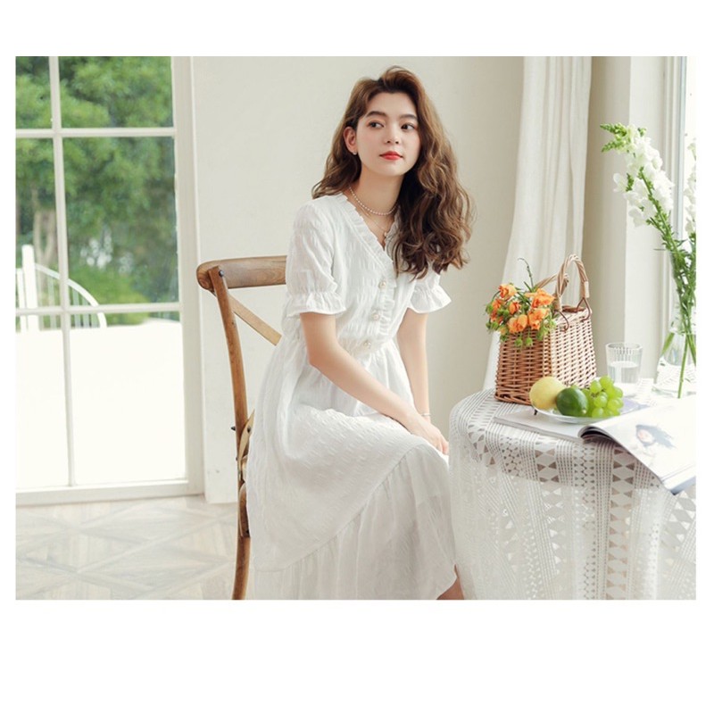 Váy trắng tiểu thư tay ngắn / váy ullzang / váy vintage / mina’s house | BigBuy360 - bigbuy360.vn