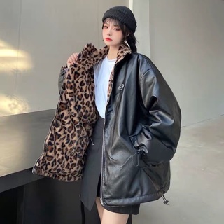 Áo Khoác Lông Da Beo + Da Mặc Cả Hai Mặt Unisex (Kèm Ảnh Thật)