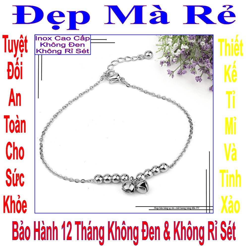 Lắc chân nữ kiểu 2 viên bi đính đá Zircon và 8 viên bi thường (Vàng) LC00007T030069-Vang