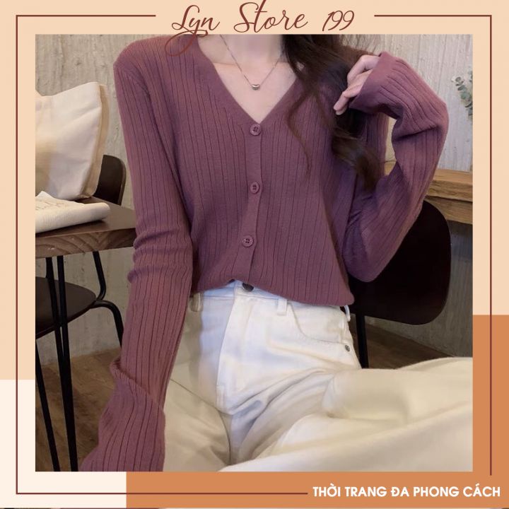 Áo Cardigan Len Mỏng Cho Nữ Cổ Chữ V Dệt Kim Dài Tay- Áo len Dài Tay Cho Nữ Nhiều Màu Freesize Mã 28