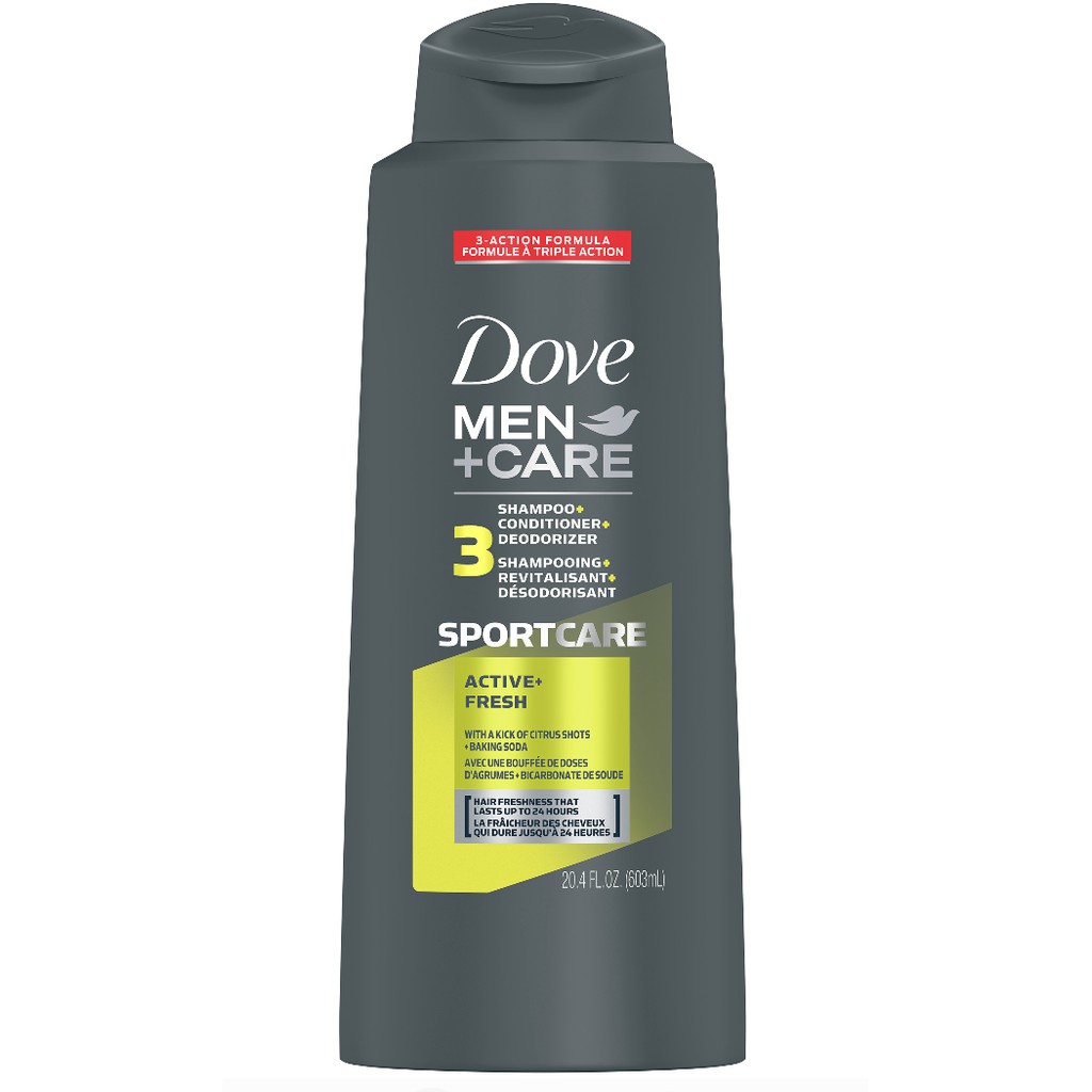 Dầu gội, xả & tắm thể thao nam Dove Men+Care SportCare 3 in 1 Shampoo Active+Fresh 603ml (Mỹ)