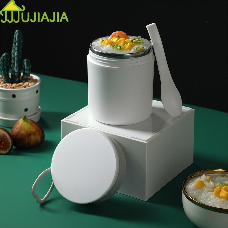 Cốc đựng súp sữa đồ ăn sáng JUJIAJIA có nắp đậy và muỗng 450ml tiện lợi