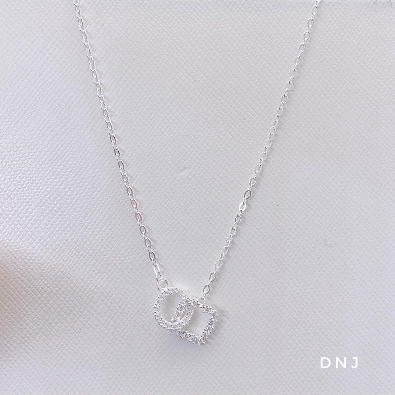 Dây chuyền  lồng nhau vuông tròn đính đá bạc 925 cao cấp