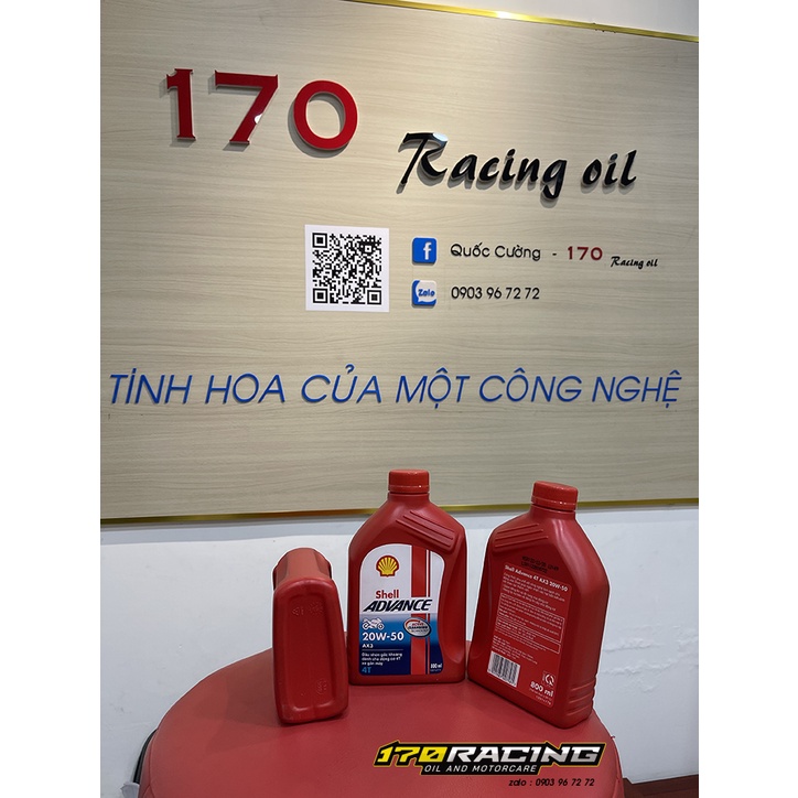 (HCM) Nhớt Xe Máy 20W-50 AX3 SHELL ADVANCE Công Thức ACTIVE CLEANSING TECHNOLOGY Dung Tích 800ML - 1 Lít Chính Hãng