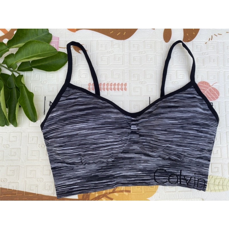 Áo tập sport bra Calvin Klein dark grey size S chính hãng