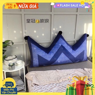 Gối tựa đầu giường 1m5 hình vương miện xanh