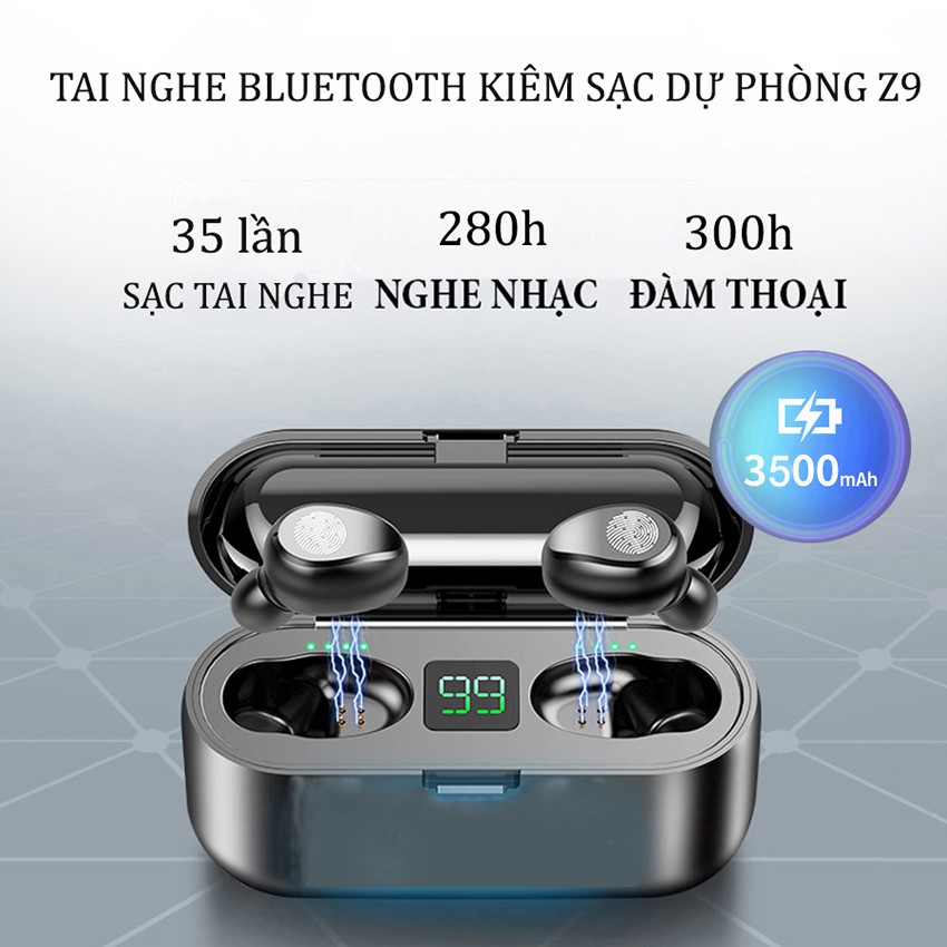 Tai Nghe Bluetooth Kiêm Sạc Dự Phòng F9, Tai Nghe Không Dây nhét tai âm thanh chất, pin siêu khủng, Thể thao chống nước | BigBuy360 - bigbuy360.vn