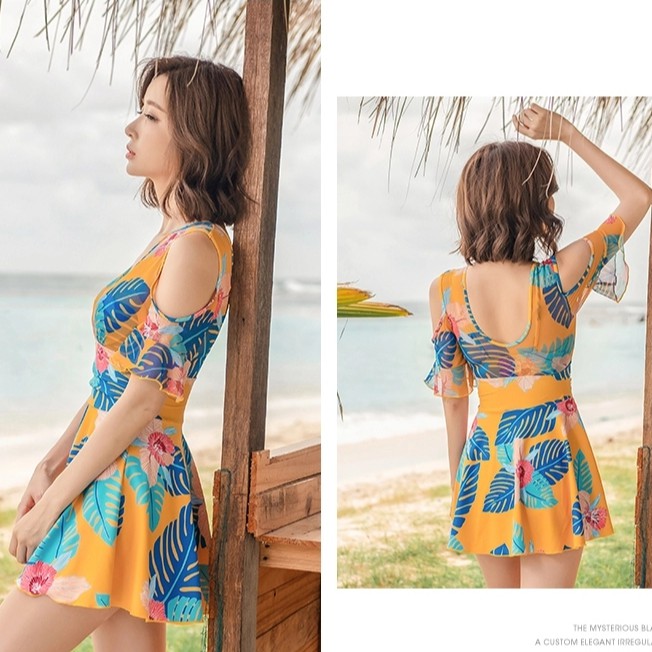 M-3XL Swimwear women fairy slim beach wear Korean style INS V-neck short sleeve swimsuit | BigBuy360 - bigbuy360.vn