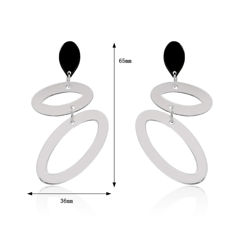 Bông Tai Hình Oval Màu Đen Bằng Acrylic Dễ Thương