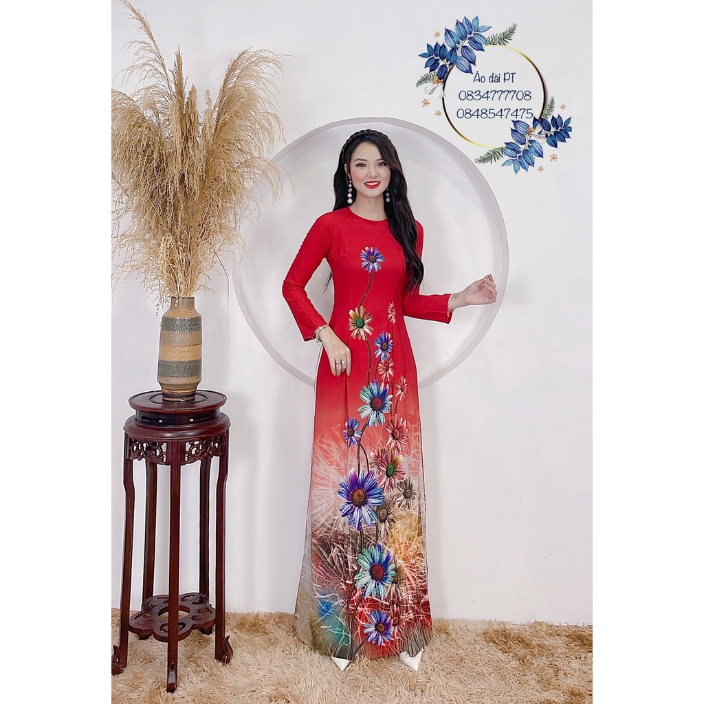 ÁO DÀI TRUYỀN THỐNG NỮ HOA LỤA ĐẸP MAY SẴN IN 3D