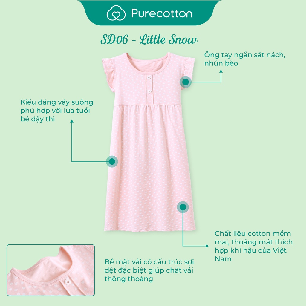 Váy ngủ mùa hè cho bé gái Pure Cotton chất liệu cotton cao cấp PC043