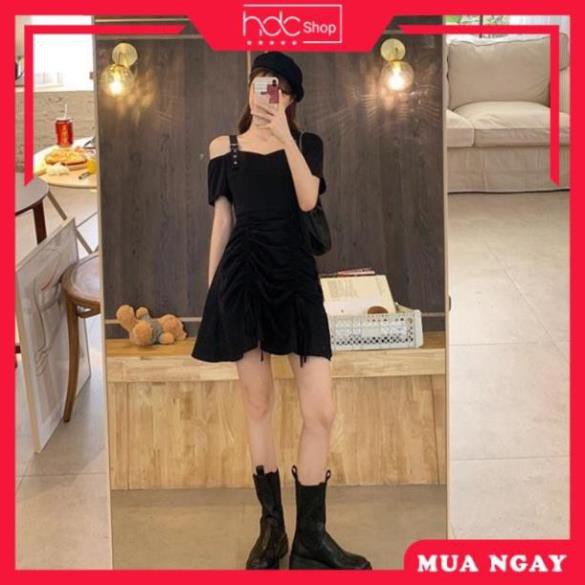 [CHÍNH HÃNG] Đầm bigsize công sở - Đầm rớt vai rút dây Bigsize 60-85 ký