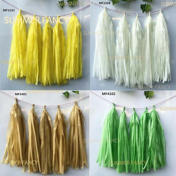 vòng hoa giấy màu, dây tua tua rua ruy băng trang trí tiệc sinh nhật cưới, happy birthday wedding - Paper Tassels