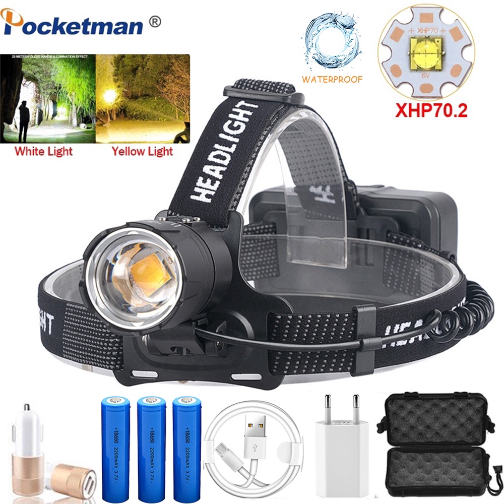 100000Đèn Pin Đội Đầu XHP70.2 XHP70 3*18650 Sạc Được Tiện Dụng