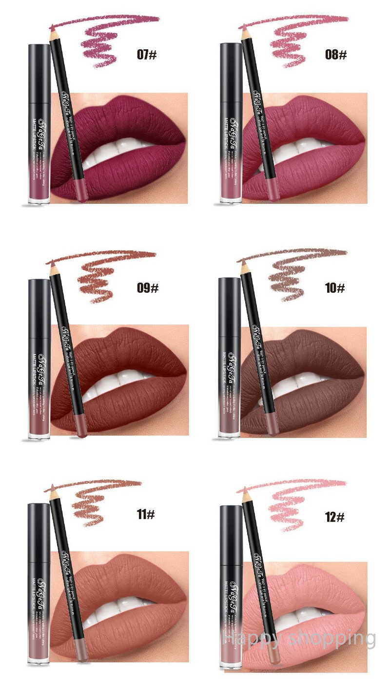 (Hàng Mới Về) Set Son Kem Lì + Chì Kẻ Viền Môi Nageta 12 Màu Sắc Tùy Chọn | BigBuy360 - bigbuy360.vn
