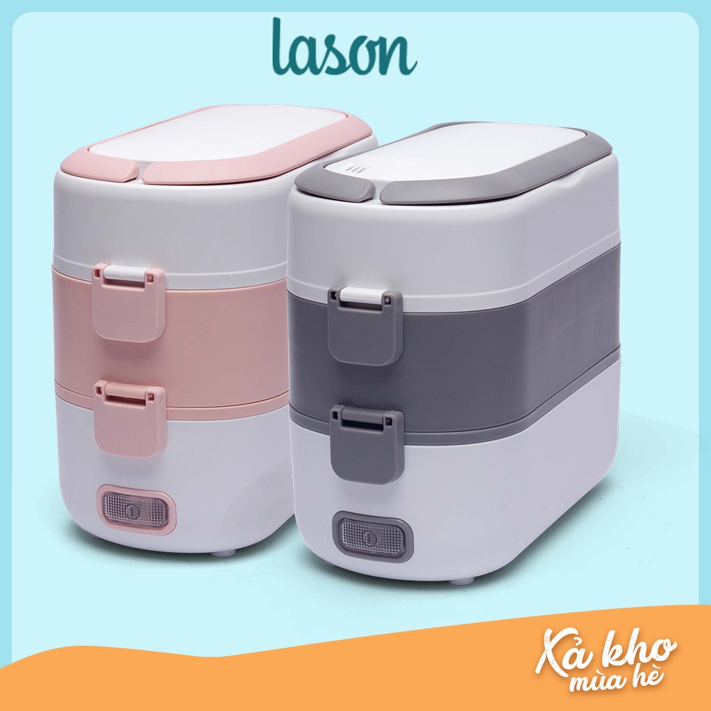 Hộp cơm cắm điện Lason, cà men hâm nóng, cặp lồng ủ cơm bằng hơi nước Ministyle 2 tầng 4 khay inox 304