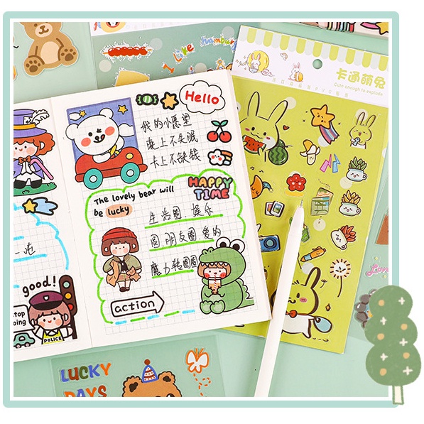 PeachSticker Dán Trang Trí Cho Album Ảnh Họa Tiết Hoạt Hình Dễ Thương Bắt Mắt