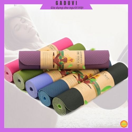 Thảm yoga thảm tập gym tại nhà chống trượt tpe 2 lớp 6-8 mm GADUVI