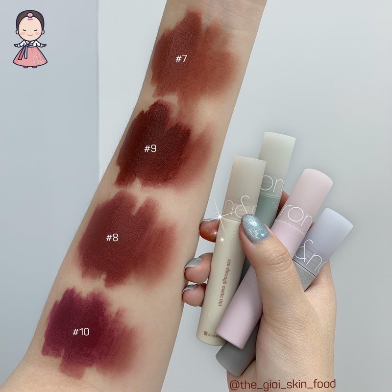 Son kem lì Romand See-Through Matte Tint 10 màu