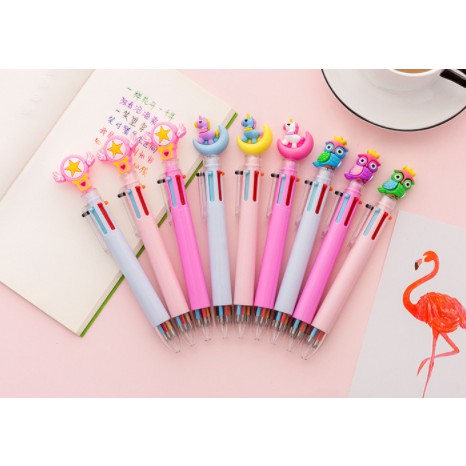 Bút bấm 10 màu bút bấm nhiều màu thỏ gấu ngựa thần  BNM11