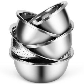 SET 5 MÓN RỔ VÀ THAU INOX CAO CẤP