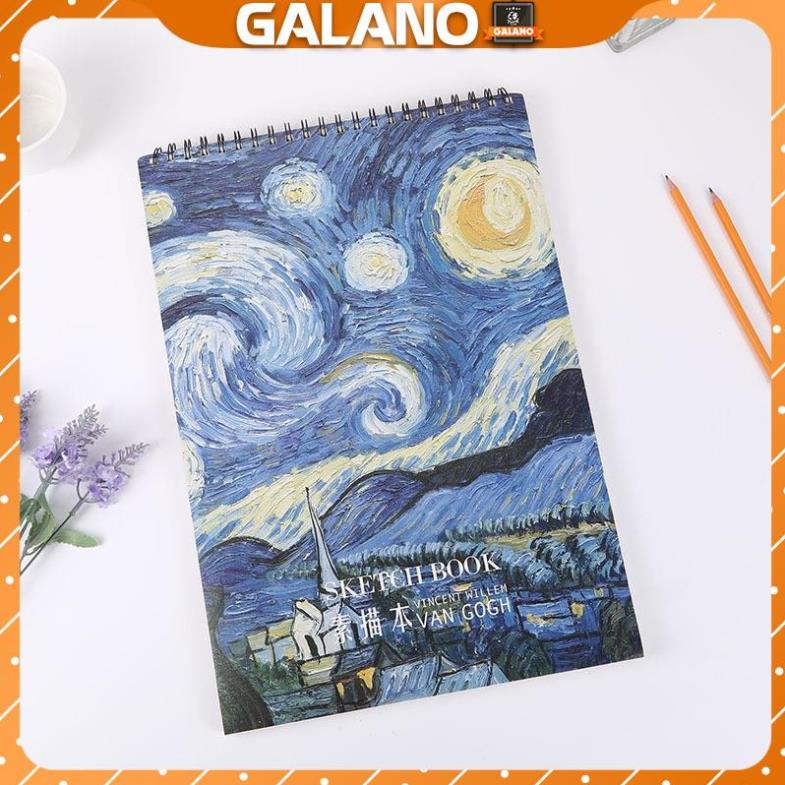 Sketchbook KOLANO sổ vẽ phác thảo, ký họa 100 trang A4, A5 gáy xoắn bìa họa tiết 160g SN-001381