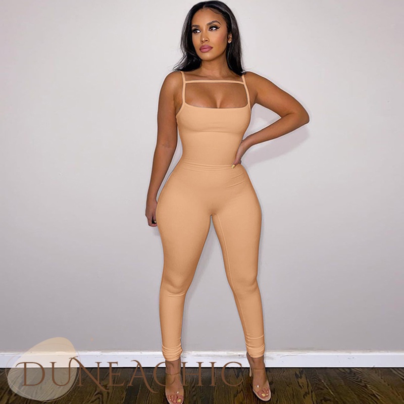 DUNEA Áo liền quần Màu Trơn Thiết Kế Hở Lưng Quyến Rũ