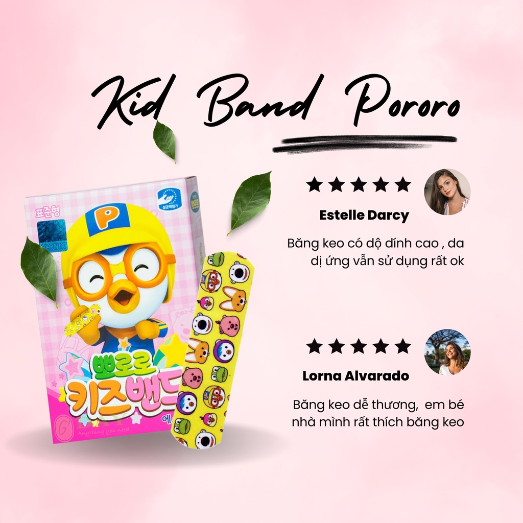 Hộp Băng Keo Cá Nhân In Hình Pororo – Có Chứa Benzalkonium (hộp 1 size – 20 miếng)
