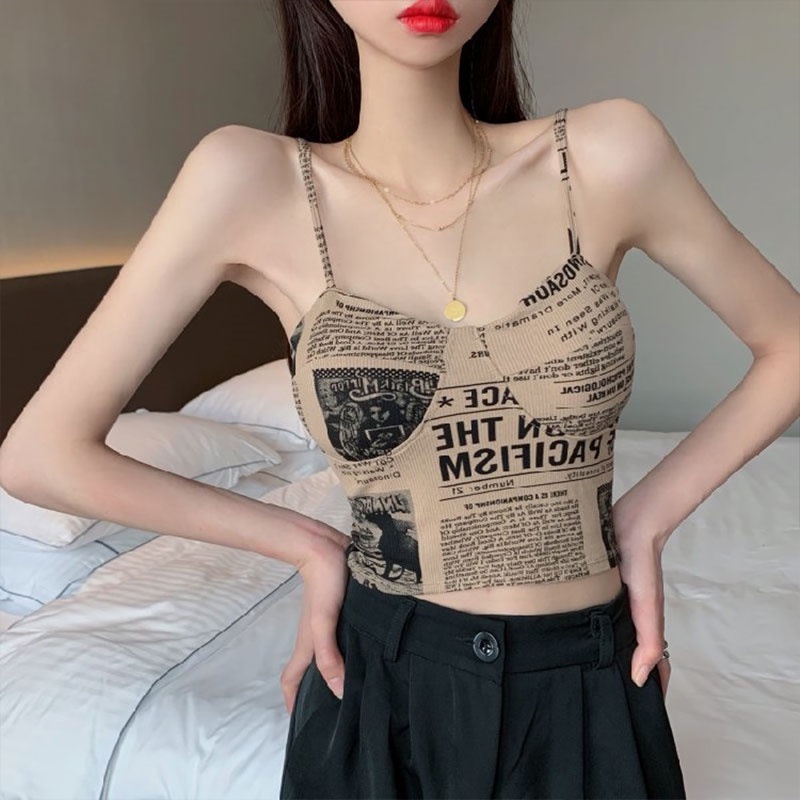 Enjoy Freedom Áo Ống Quấn Ngực Bằng Lụa Lạnh In Chữ Có Đệm Ngực Gợi Cảm Cho Nữ áo croptop
