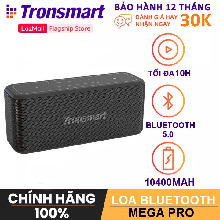 Loa Bluetooth 5.0 Tronsmart Element Mega Pro Công suất 60W Hỗ trợ TWS và NFC ghép đôi 2 loa - Chính hãng bảo hành 1 năm