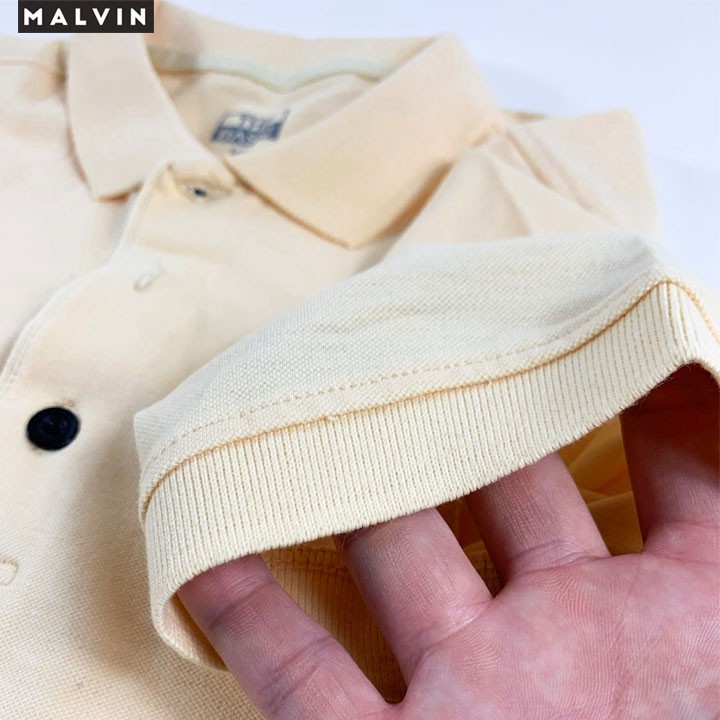 Áo Thun Polo Nam Màu Vàng pastel có cổ BASIC vải cotton cá sấu chất đẹp cao cấp Malvin Official MALP011