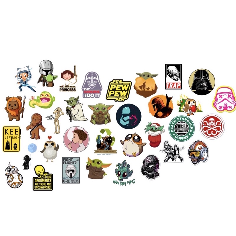 Bộ 10 Sticker dán cao cấp chủ đề STAR WARS - Dùng dán Xe, dán mũ bảo hiểm, dán Laptop, dán Vali NT41