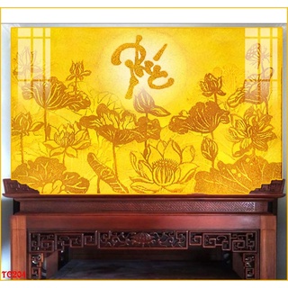 Tranh trúc chỉ treo phòng thờ khổ lớn/ tranh treo tường bàn thờ/ tranh chất liệu tráng gương