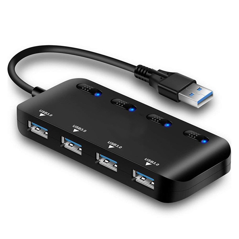 Bộ chia FONKEN 4 cổng USB 3.0 Hub 3.0 4 cổng có công tắc mở rộng cho PC