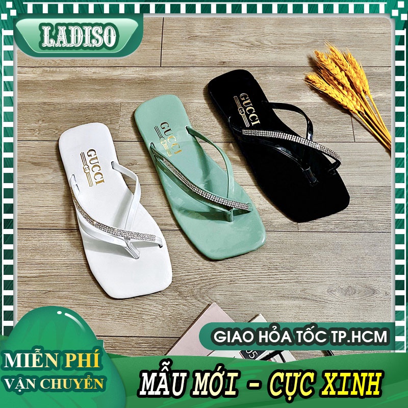Dép quai kẹp mảnh mũi vuông xỏ ngón màu đen và nude thời thượng LADISO TT363