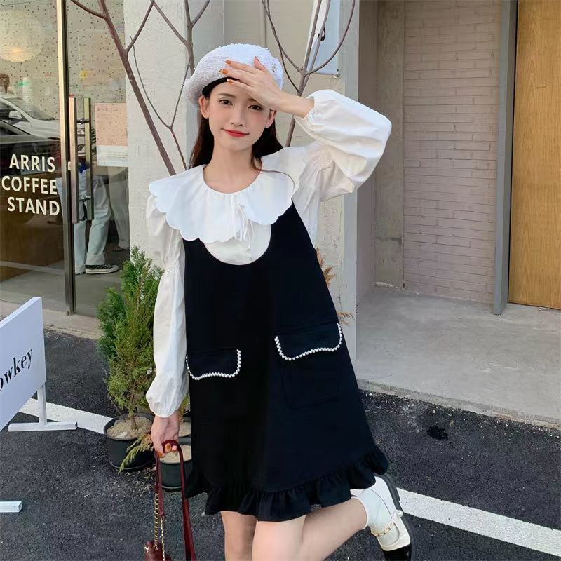 Bộ Áo + Chân Váy Yếm Thời Trang Mùa Thu Phong Cách Preppy Mới 2022