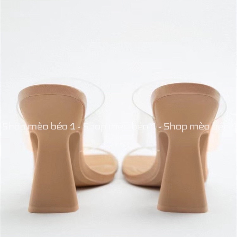 Guốc zara mica hai quai ngang gót trụ cong xuất dư fullbox