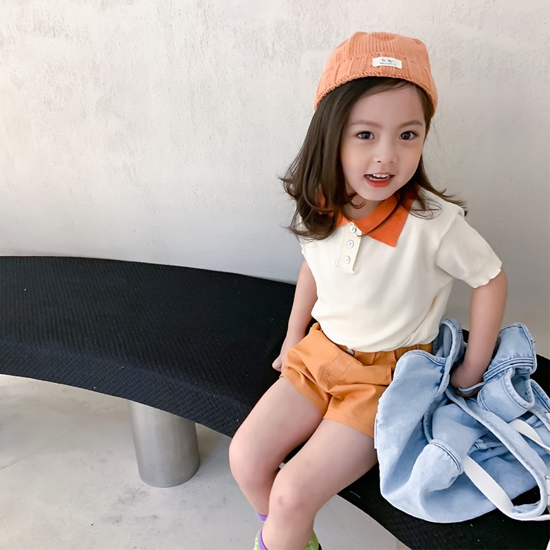 Girls' short-sleeved summer dress 2021 new children's foreign style POLO shirt baby summer half-sleeved cotton blouse