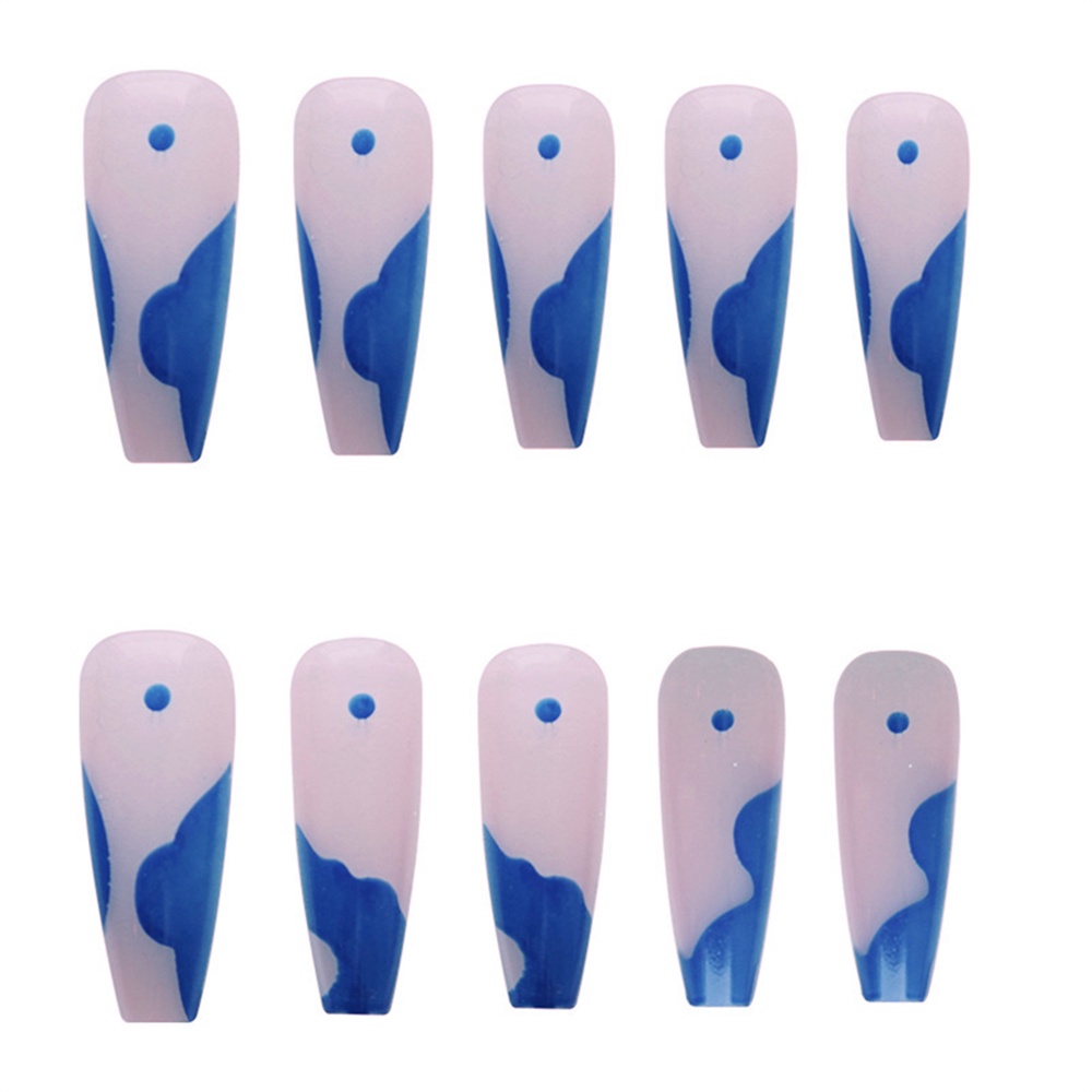 Set 24 Miếng Dán Móng Tay Giả Họa Tiết Chấm Bi/Hoạt Hình Màu Gradient Kèm Keo Có Thể Tháo Rời