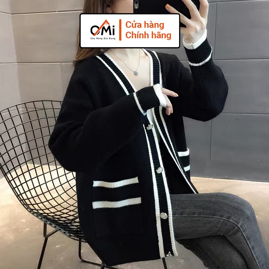 Áo khoác cardigan nữ form rộng, áo khoác ngoài cardigan len nữ phong cách Hàn Quốc len trơn không xù | BigBuy360 - bigbuy360.vn