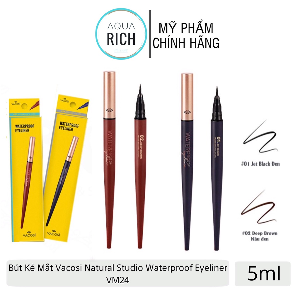 Kẻ Mắt Vacosi Natural Studio Waterproof Eyeliner - Vm20 + Vm24