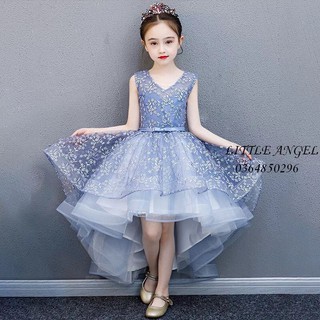 Đầm bé gái xanh tùng viền cao cấp