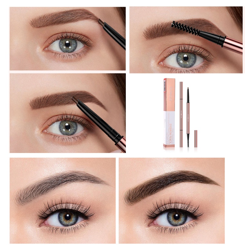 Chì Kẻ Lông Mày Hai Đầu Chống Thấm Nước YOUYO Kèm Cọ Cho Người Mới Bắt Đầu