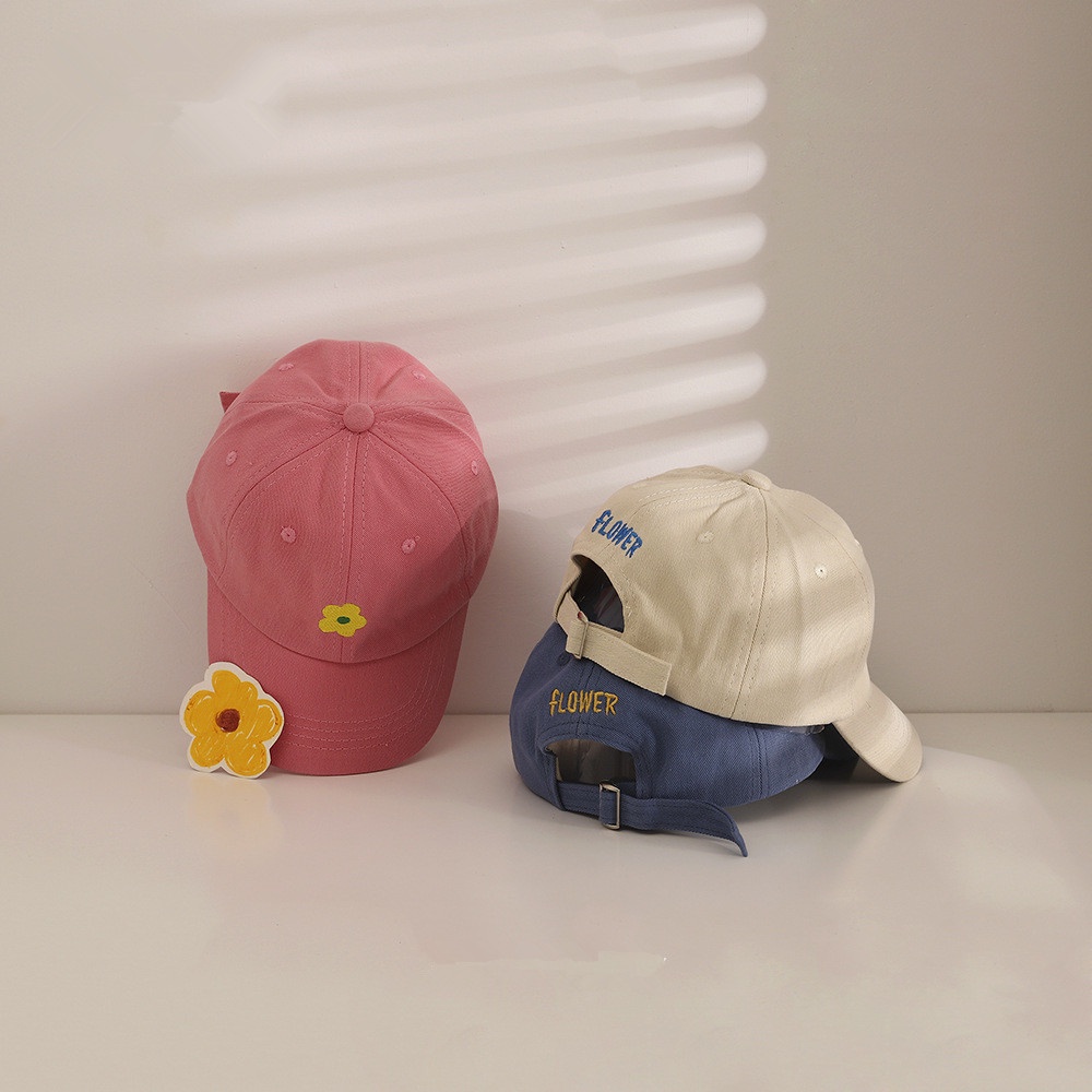 Mũ Lưỡi Trai Chống Nắng Thêu Hoa Màu Sắc Kẹo Ngọt Đơn Giản Phong Cách Hàn Quốc Cho Bé
