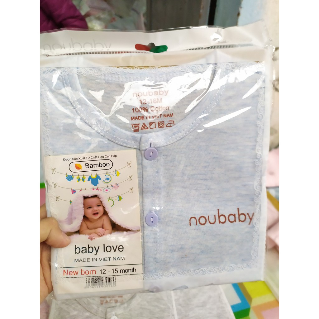 Combo 3 bộ Noubaby trơn dài tay cotton loang