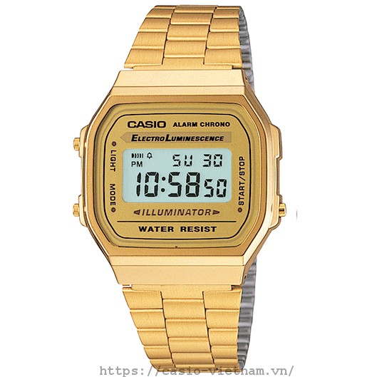 Đồng hồ nam/nữ dây kim loại chính hãng Casio A168WG-9WDF