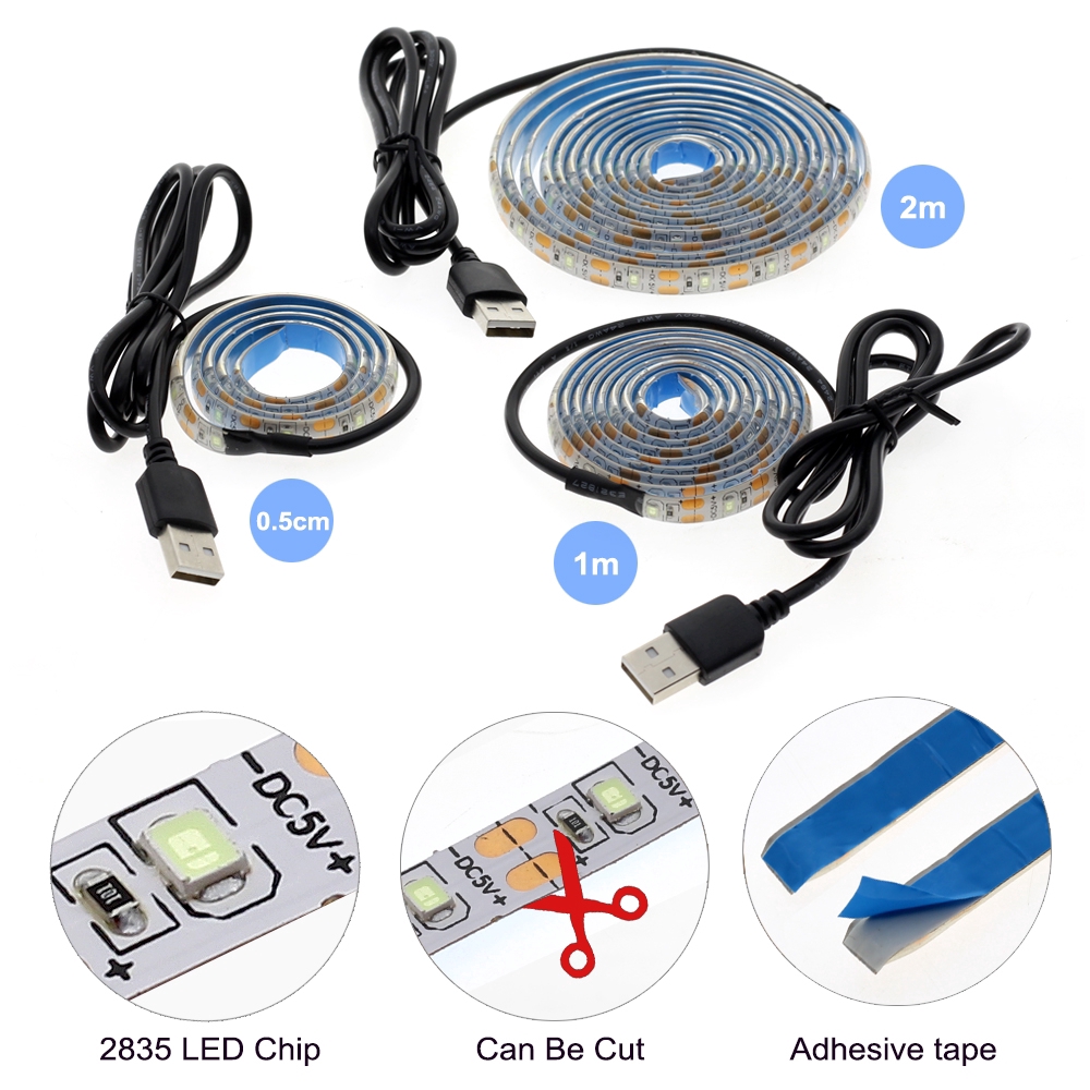 Dây đèn LED 2835 có cổng USB chiều dài 0.5m/1m/2m trang trí TV cho giáng sinh